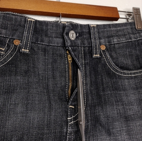 7 For All Mankind "A" Pocket Women's Cotton Blend Black Denim Mini Skirt Size 26 - Picture 8 of 13